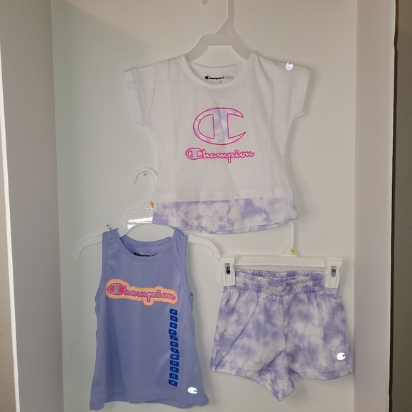 Champion Other - Champion 3pc Activewear Set Girls Toddler Size 2T (White- Purple-Pink) NWT